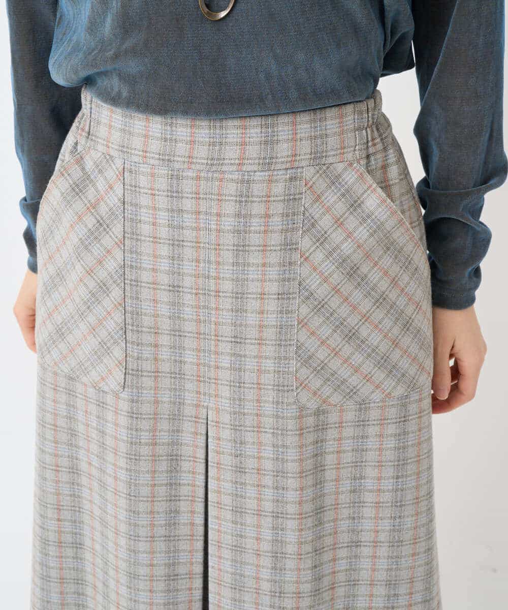 NHHAE21290 GIANNI LO GIUDICE(小さいサイズ)(メゾン ドゥ サンク) レーヨン混ストレッチチェックスカート オフベージュ