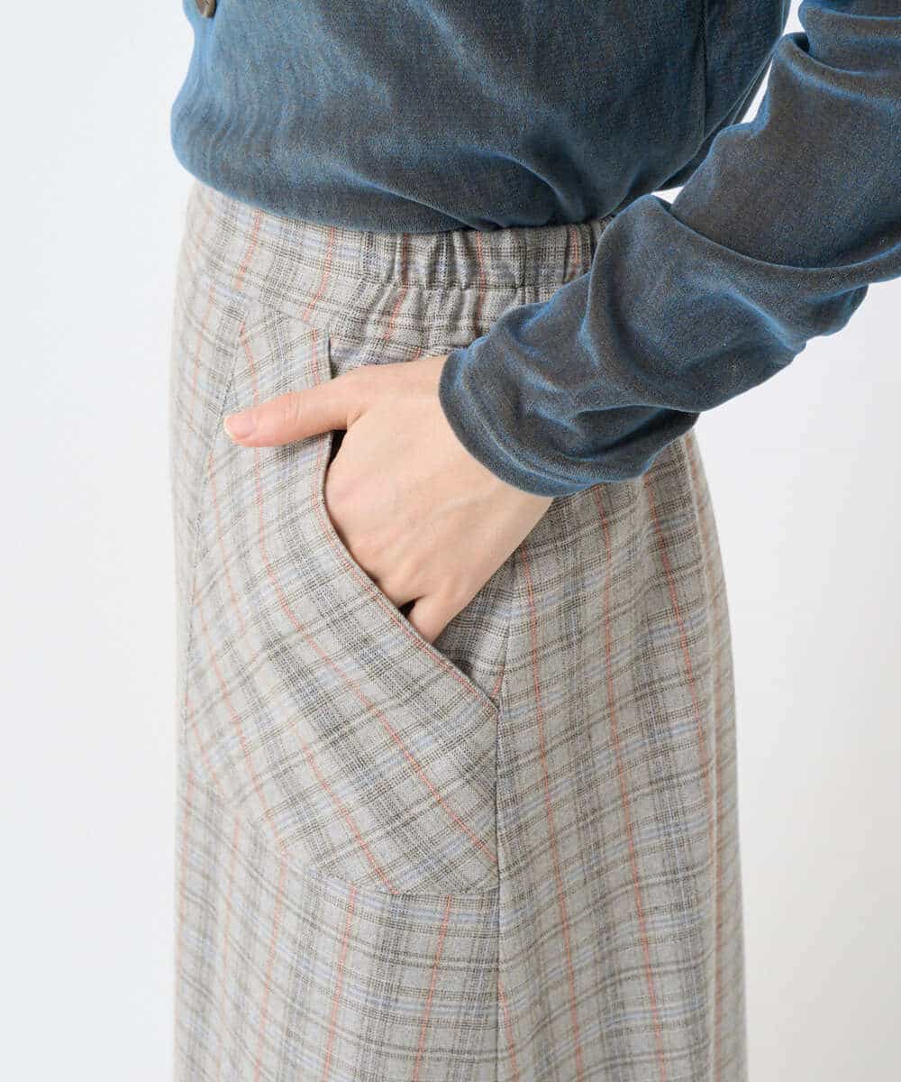 NHHAE21290 GIANNI LO GIUDICE(小さいサイズ)(メゾン ドゥ サンク) レーヨン混ストレッチチェックスカート オフベージュ