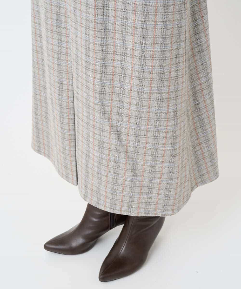 NHHAE21290 GIANNI LO GIUDICE(小さいサイズ)(メゾン ドゥ サンク) レーヨン混ストレッチチェックスカート オフベージュ