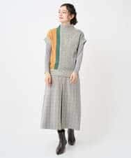 NHHAE21290 GIANNI LO GIUDICE(小さいサイズ)(メゾン ドゥ サンク) レーヨン混ストレッチチェックスカート オフベージュ