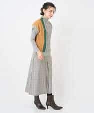 NHHAE21290 GIANNI LO GIUDICE(小さいサイズ)(メゾン ドゥ サンク) レーヨン混ストレッチチェックスカート オフベージュ