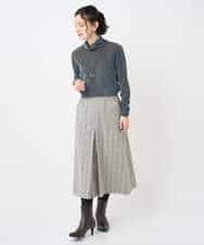 NHHAE21290 GIANNI LO GIUDICE(小さいサイズ)(メゾン ドゥ サンク) レーヨン混ストレッチチェックスカート オフベージュ