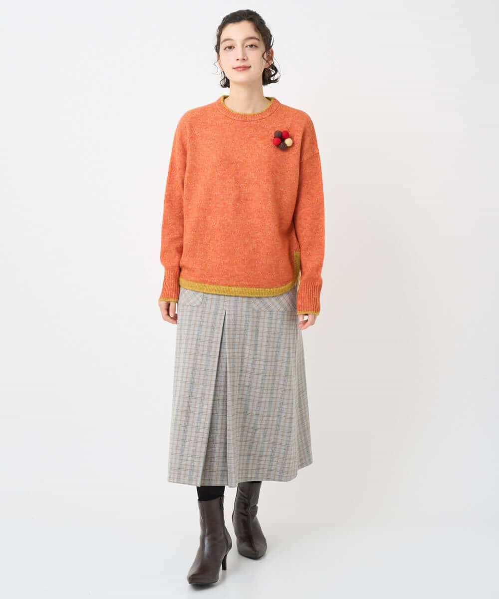 NHHAE21290 GIANNI LO GIUDICE(小さいサイズ)(メゾン ドゥ サンク) レーヨン混ストレッチチェックスカート オフベージュ