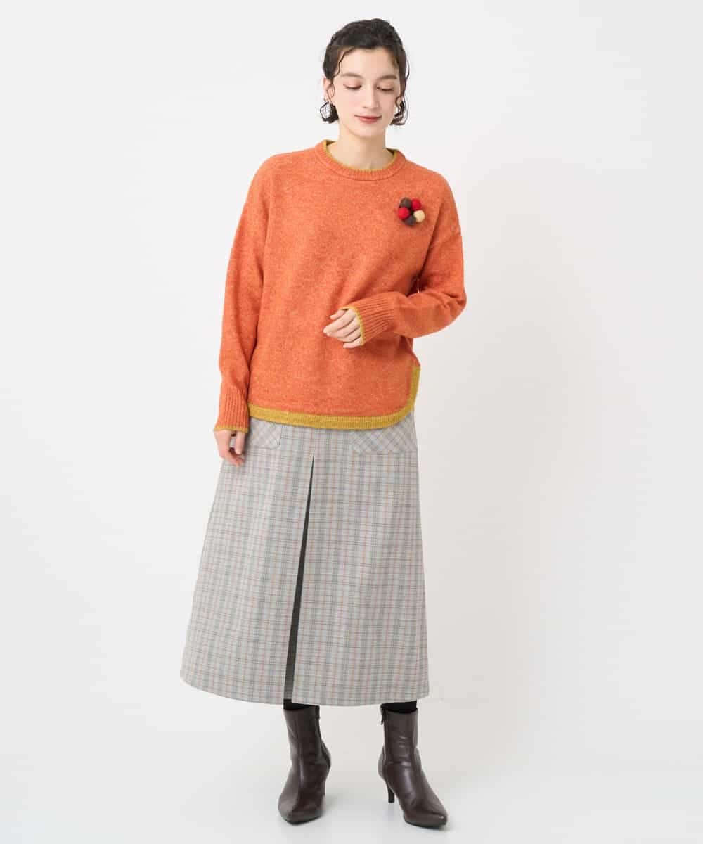 NHHAE21290 GIANNI LO GIUDICE(小さいサイズ)(メゾン ドゥ サンク) レーヨン混ストレッチチェックスカート オフベージュ