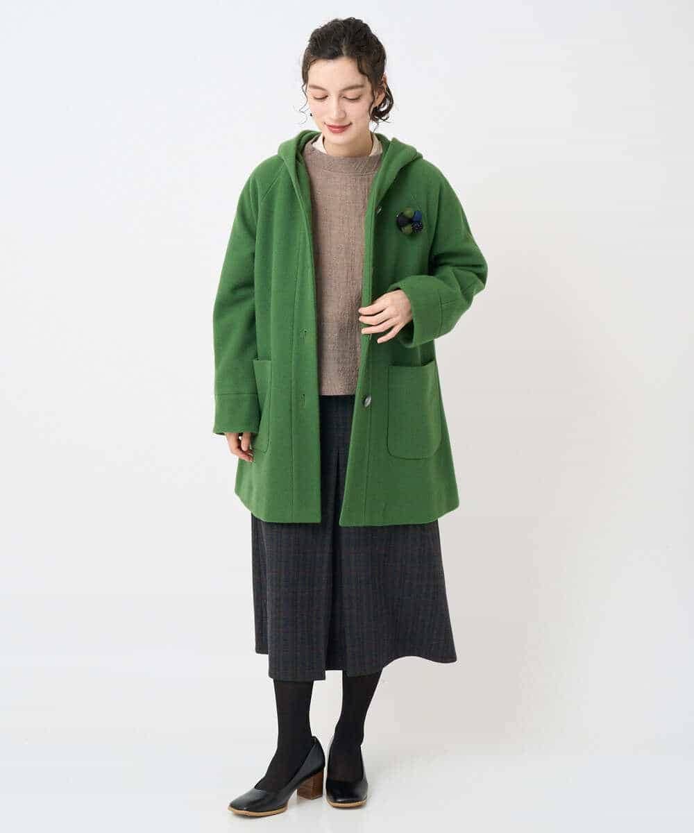 NHHAE21290 GIANNI LO GIUDICE(小さいサイズ)(メゾン ドゥ サンク) レーヨン混ストレッチチェックスカート オフベージュ