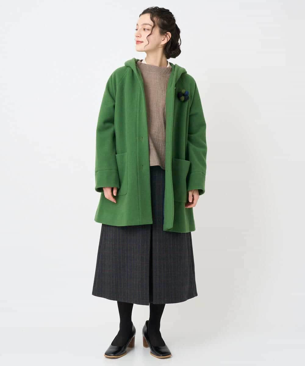 NHHAE21290 GIANNI LO GIUDICE(小さいサイズ)(メゾン ドゥ サンク) レーヨン混ストレッチチェックスカート オフベージュ
