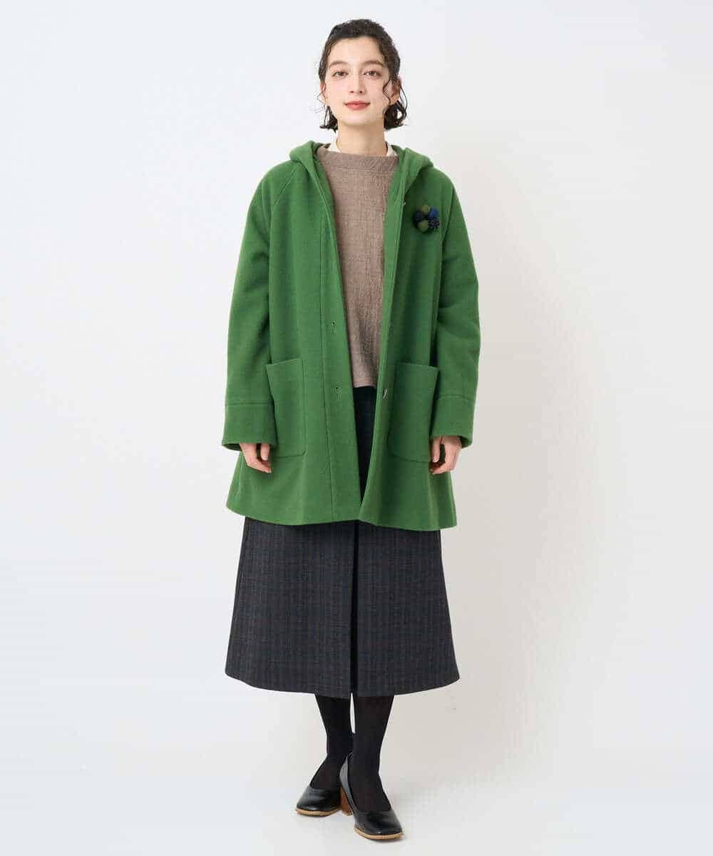 NHHAE21290 GIANNI LO GIUDICE(小さいサイズ)(メゾン ドゥ サンク) レーヨン混ストレッチチェックスカート オフベージュ