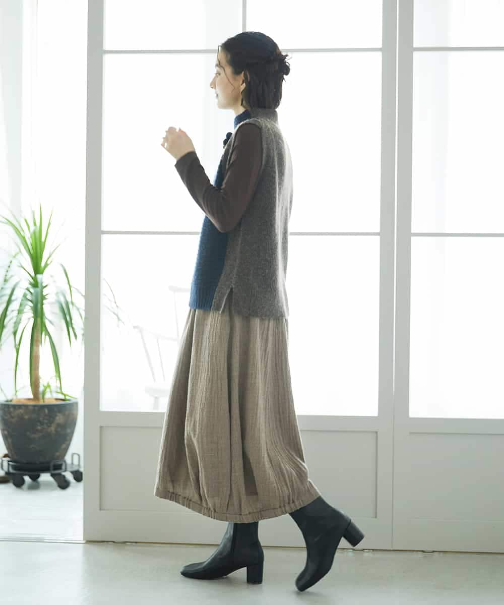 NHHAE36330 GIANNI LO GIUDICE(小さいサイズ)(メゾン ドゥ サンク) [セットアップ対応]リファインガーゼスカート ベージュ