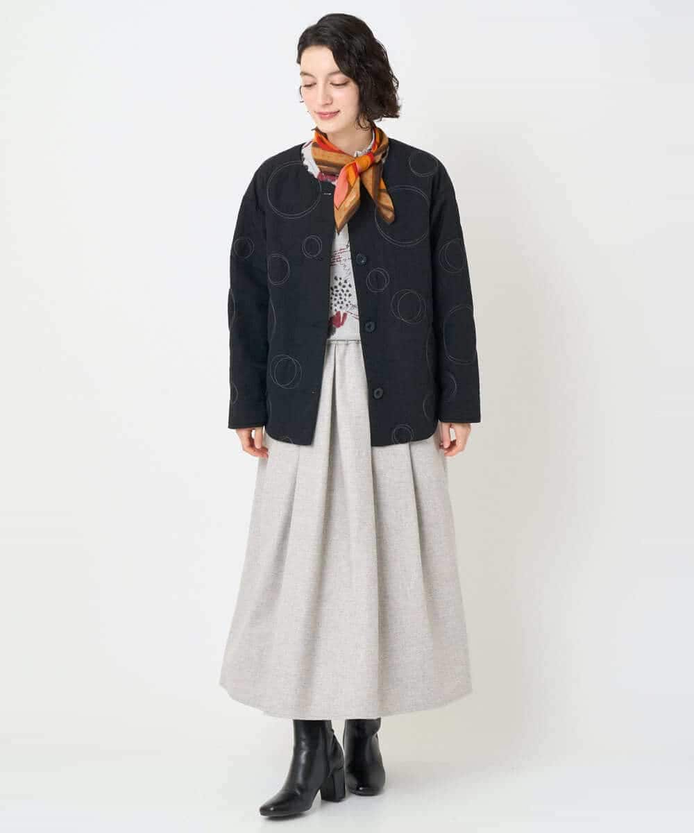 NHHAF85290 GIANNI LO GIUDICE(小さいサイズ)(メゾン ドゥ サンク) ウォッシャブルツイードスカート ベージュ系