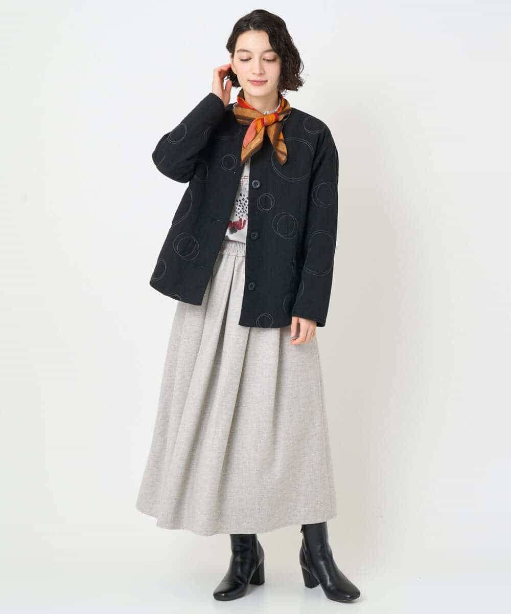 NHHAF85290 GIANNI LO GIUDICE(小さいサイズ)(メゾン ドゥ サンク) ウォッシャブルツイードスカート ベージュ系