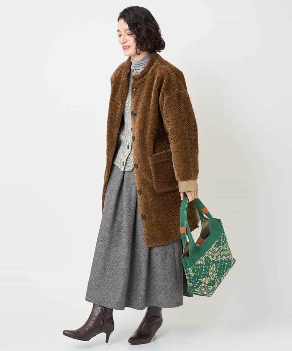 NHHAF85290 GIANNI LO GIUDICE(小さいサイズ)(メゾン ドゥ サンク) ウォッシャブルツイードスカート ベージュ系