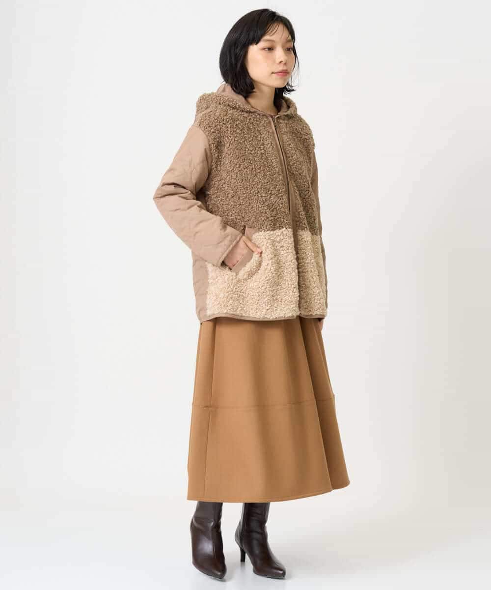 NHHAH36270 GIANNI LO GIUDICE(小さいサイズ)(メゾン ドゥ サンク) [日本製]2WAYツイル裏起毛スカート ベージュ