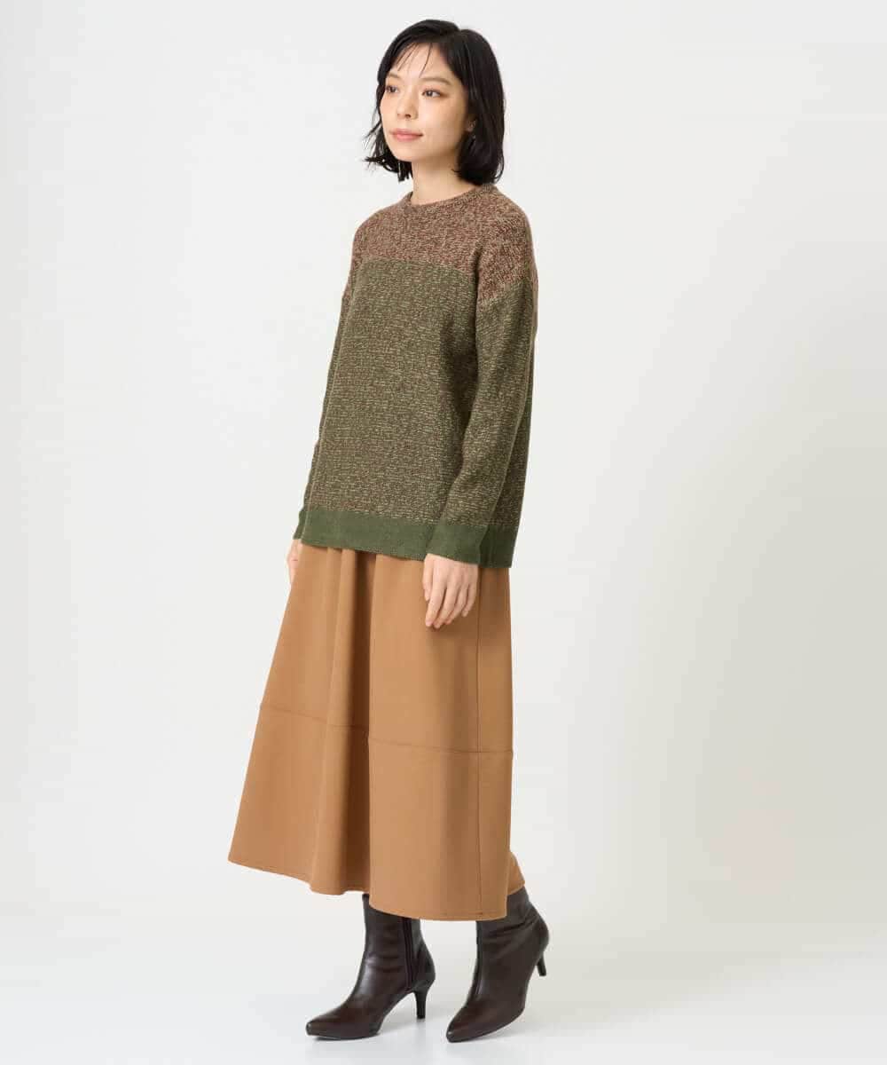 NHHAH36270 GIANNI LO GIUDICE(小さいサイズ)(メゾン ドゥ サンク) [日本製]2WAYツイル裏起毛スカート ベージュ