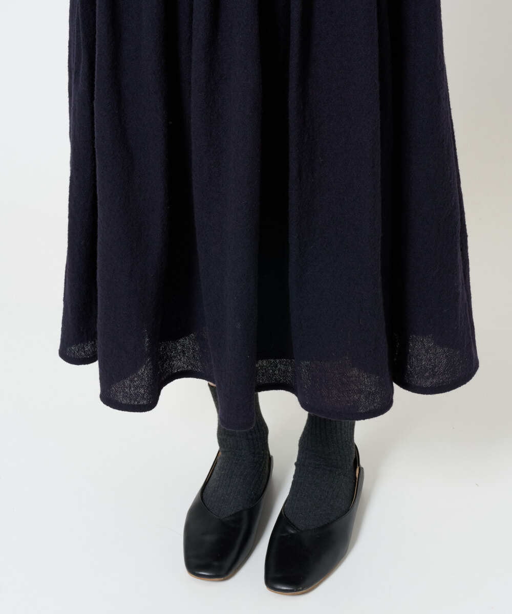 NHHAH46330 GIANNI LO GIUDICE(小さいサイズ)(メゾン ドゥ サンク) [セットアップ対応]ウールリファインガーゼスカート ネイビー