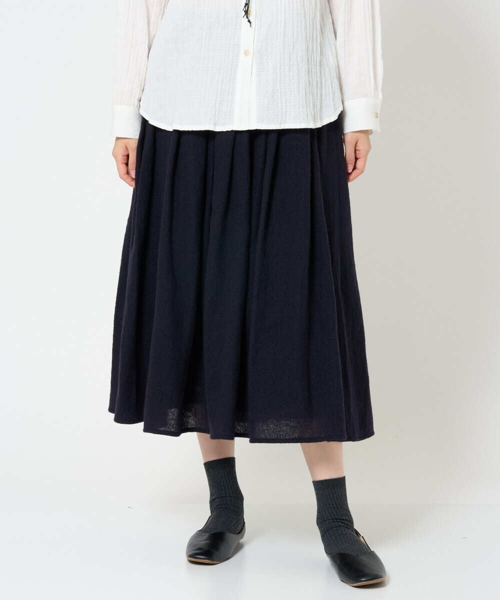 NHHAH46330 GIANNI LO GIUDICE(小さいサイズ)(メゾン ドゥ サンク) [セットアップ対応]ウールリファインガーゼスカート ネイビー