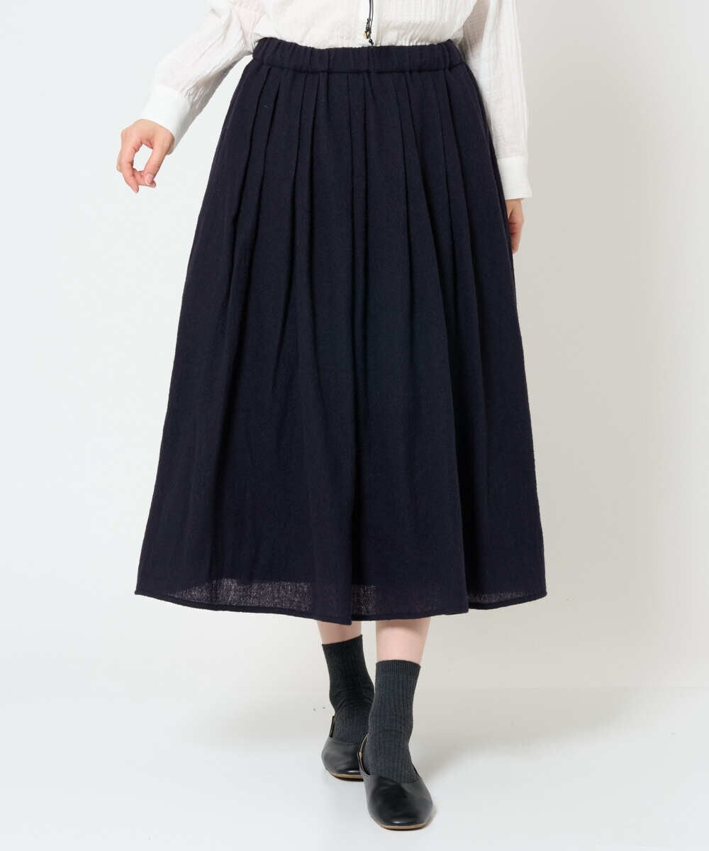 NHHAH46330 GIANNI LO GIUDICE(小さいサイズ)(メゾン ドゥ サンク) [セットアップ対応]ウールリファインガーゼスカート ネイビー