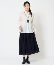 NHHAH46330 GIANNI LO GIUDICE(小さいサイズ)(メゾン ドゥ サンク) [セットアップ対応]ウールリファインガーゼスカート ネイビー