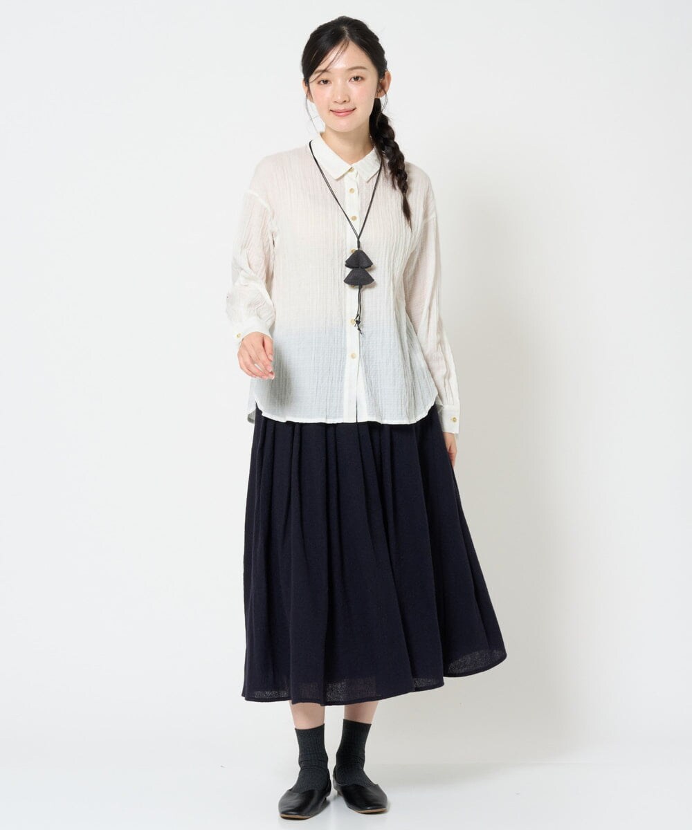 NHHAH46330 GIANNI LO GIUDICE(小さいサイズ)(メゾン ドゥ サンク) [セットアップ対応]ウールリファインガーゼスカート ネイビー