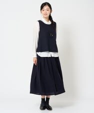 NHHAH46330 GIANNI LO GIUDICE(小さいサイズ)(メゾン ドゥ サンク) [セットアップ対応]ウールリファインガーゼスカート ネイビー