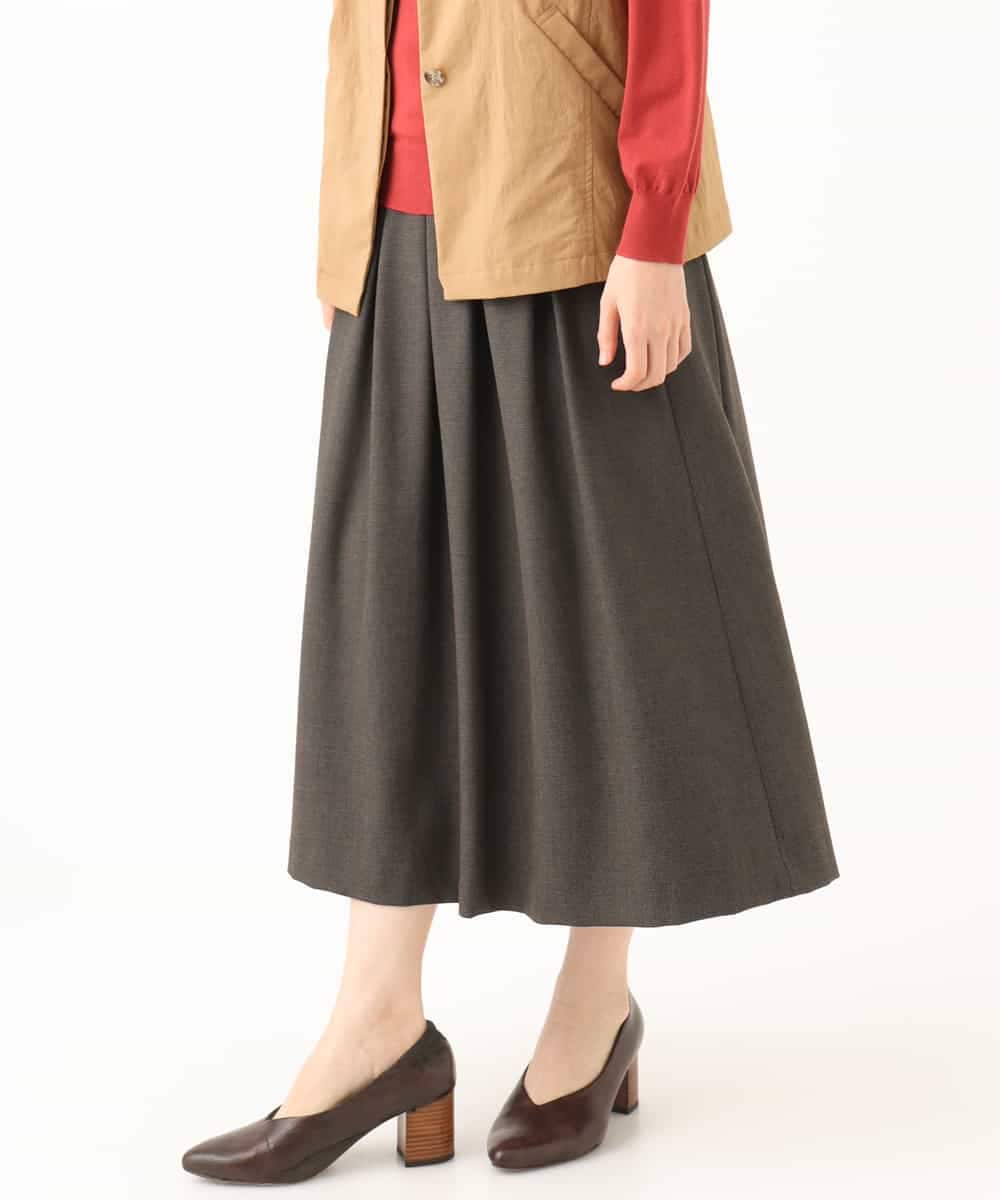 NHHAI85270 GIANNI LO GIUDICE(小さいサイズ)(メゾン ドゥ サンク) アウトファーストタックフレア スカート（ピンヘッド柄） ブラウン