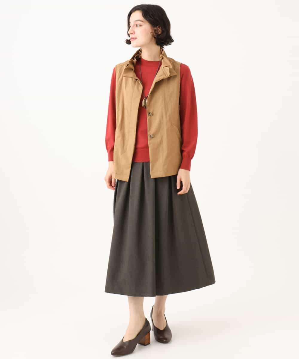 NHHAI85270 GIANNI LO GIUDICE(小さいサイズ)(メゾン ドゥ サンク) アウトファーストタックフレア スカート（ピンヘッド柄） ブラウン