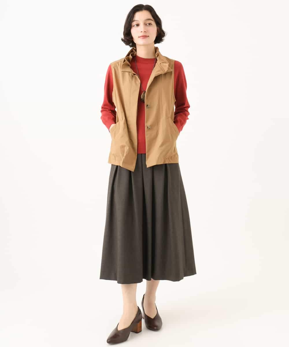 NHHAI85270 GIANNI LO GIUDICE(小さいサイズ)(メゾン ドゥ サンク) アウトファーストタックフレア スカート（ピンヘッド柄） ブラウン