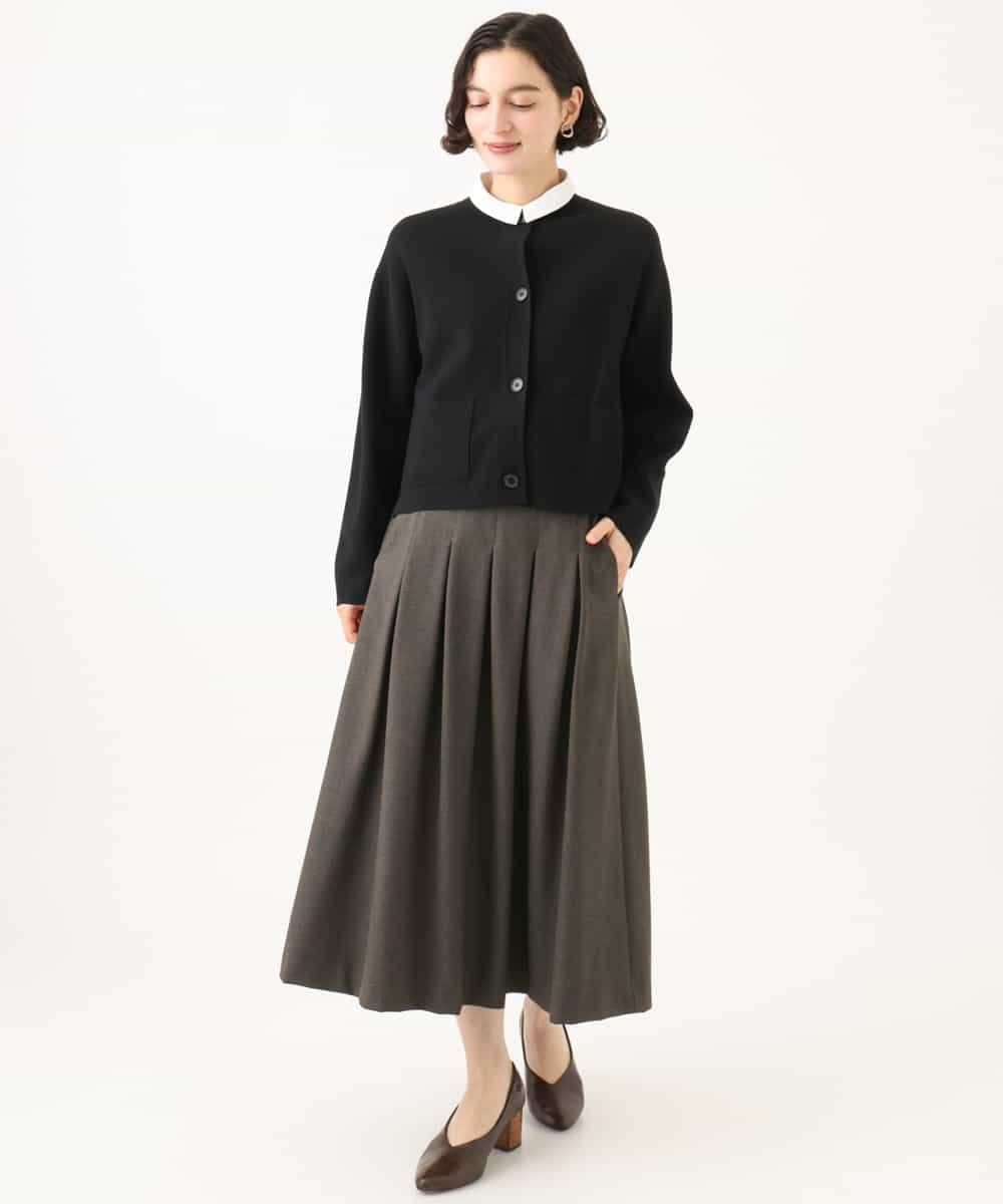 NHHAI85270 GIANNI LO GIUDICE(小さいサイズ)(メゾン ドゥ サンク) アウトファーストタックフレア スカート（ピンヘッド柄） ブラウン