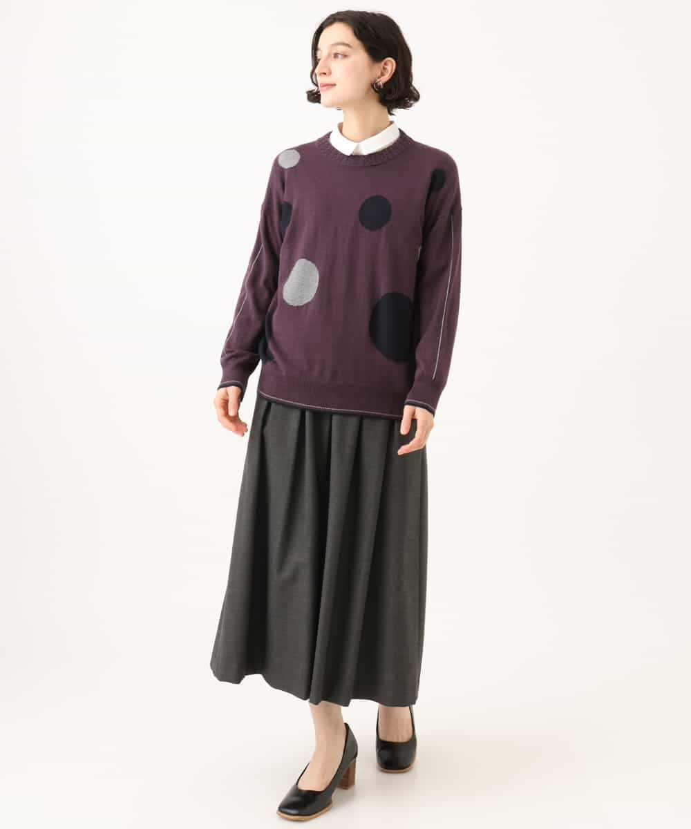 NHHAI85270 GIANNI LO GIUDICE(小さいサイズ)(メゾン ドゥ サンク) アウトファーストタックフレア スカート（ピンヘッド柄） ブラウン