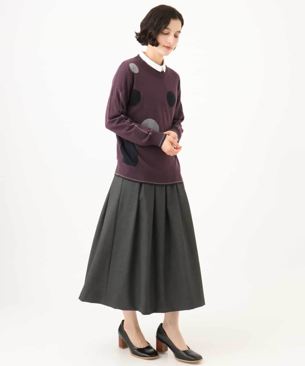 NHHAI85270 GIANNI LO GIUDICE(小さいサイズ)(メゾン ドゥ サンク) アウトファーストタックフレア スカート（ピンヘッド柄） ブラウン