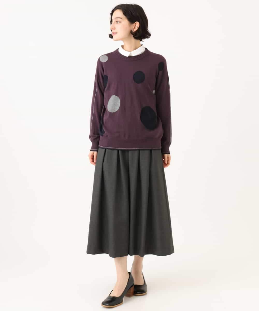 NHHAI85270 GIANNI LO GIUDICE(小さいサイズ)(メゾン ドゥ サンク) アウトファーストタックフレア スカート（ピンヘッド柄） ブラウン