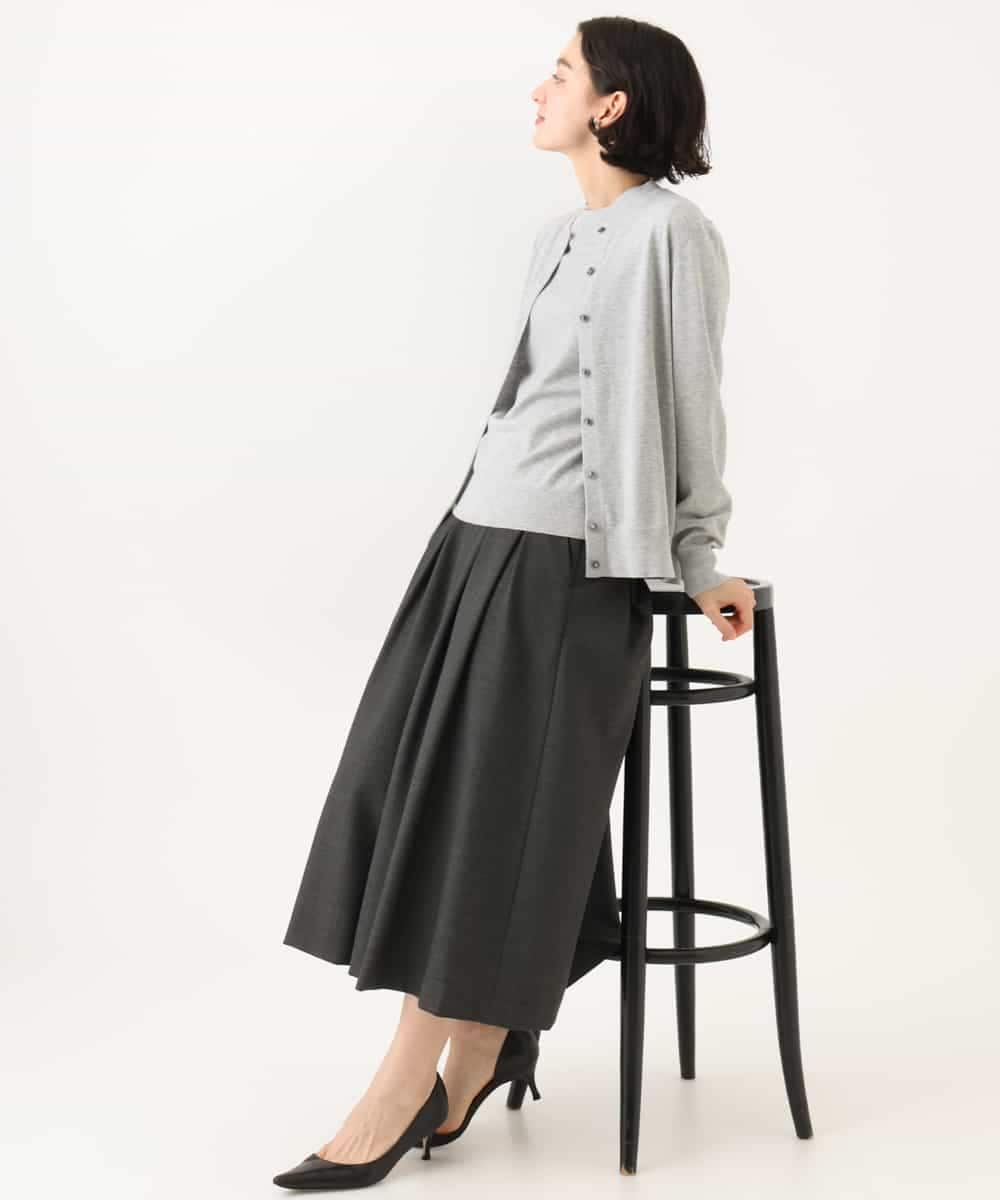 NHHAI85270 GIANNI LO GIUDICE(小さいサイズ)(メゾン ドゥ サンク) アウトファーストタックフレア スカート（ピンヘッド柄） ブラウン