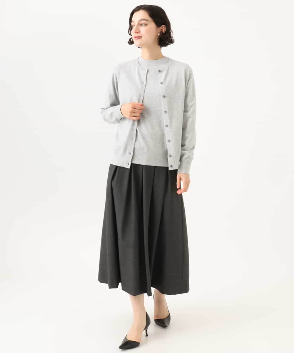 NHHAI85270 GIANNI LO GIUDICE(小さいサイズ)(メゾン ドゥ サンク) アウトファーストタックフレア スカート（ピンヘッド柄） ブラウン