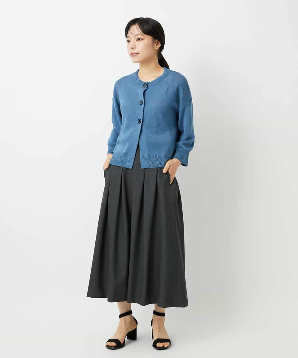 NHHAI85270 GIANNI LO GIUDICE(小さいサイズ)(メゾン ドゥ サンク) アウトファーストタックフレア スカート（ピンヘッド柄） ブラウン