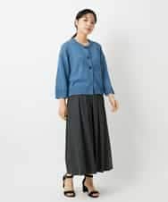 NHHAI85270 GIANNI LO GIUDICE(小さいサイズ)(メゾン ドゥ サンク) アウトファーストタックフレア スカート（ピンヘッド柄） ブラウン