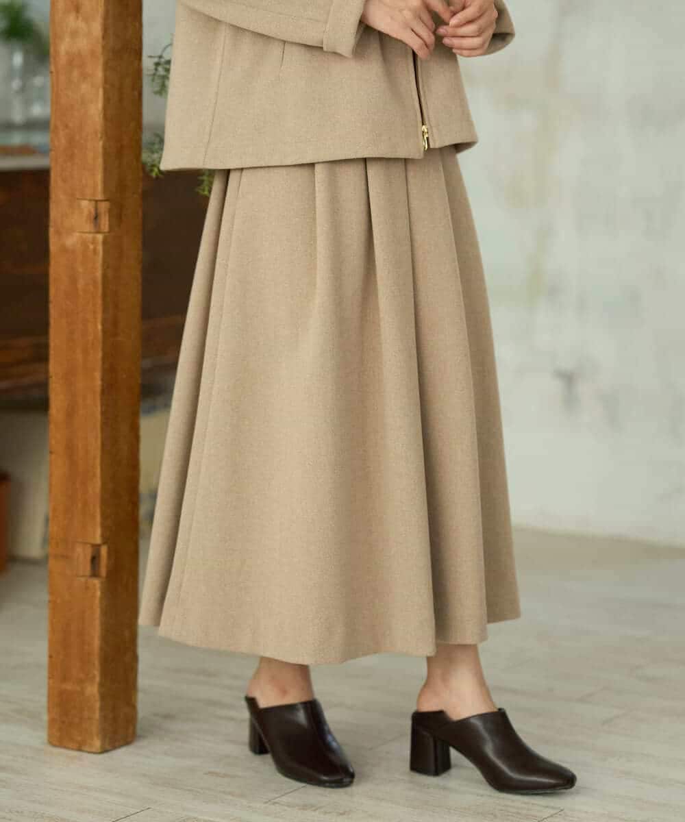 NHHAI86290 GIANNI LO GIUDICE(小さいサイズ)(メゾン ドゥ サンク) [セットアップ対応]タックフレアースカート ベージュ