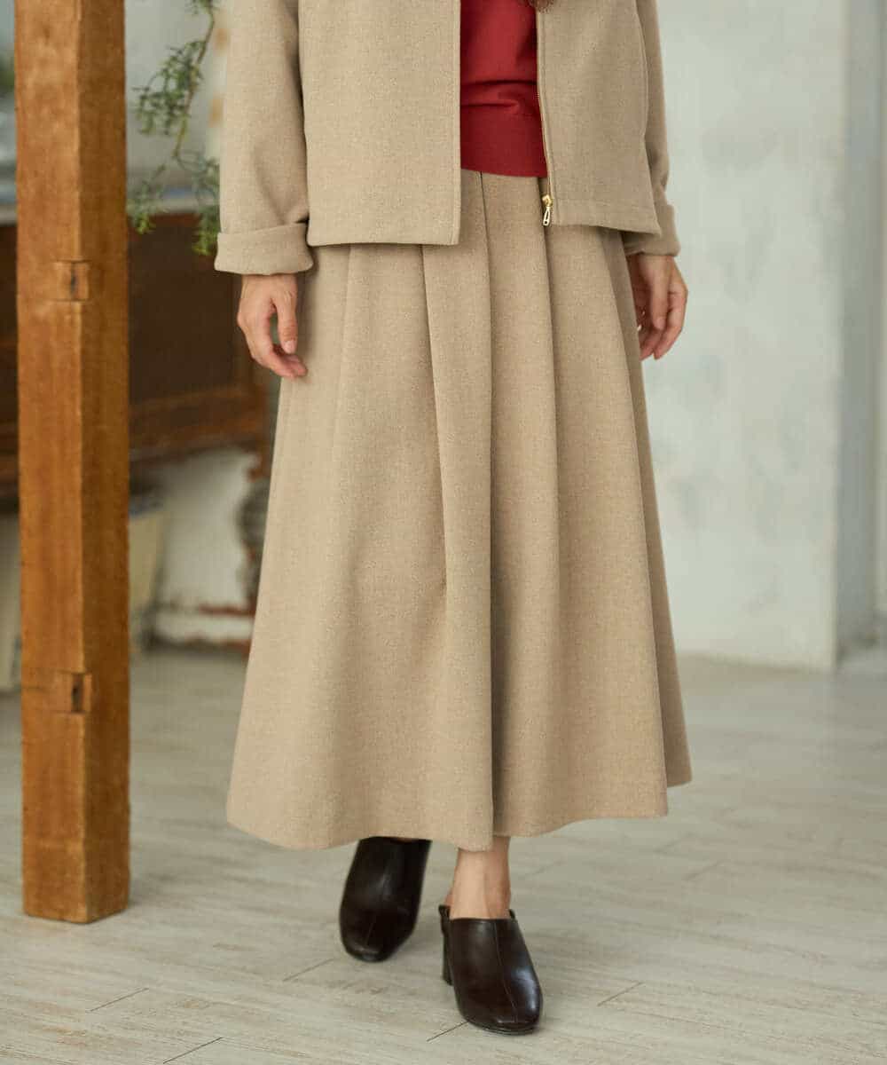 NHHAI86290 GIANNI LO GIUDICE(小さいサイズ)(メゾン ドゥ サンク) [セットアップ対応]タックフレアースカート ベージュ