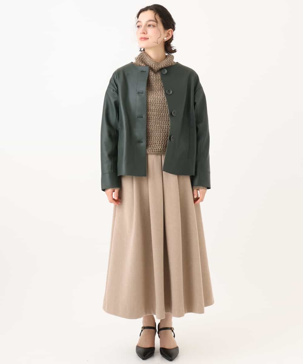 NHHAI86290 GIANNI LO GIUDICE(小さいサイズ)(メゾン ドゥ サンク) [セットアップ対応]タックフレアースカート ベージュ