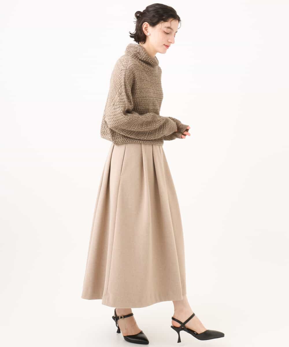 NHHAI86290 GIANNI LO GIUDICE(小さいサイズ)(メゾン ドゥ サンク) [セットアップ対応]タックフレアースカート ベージュ