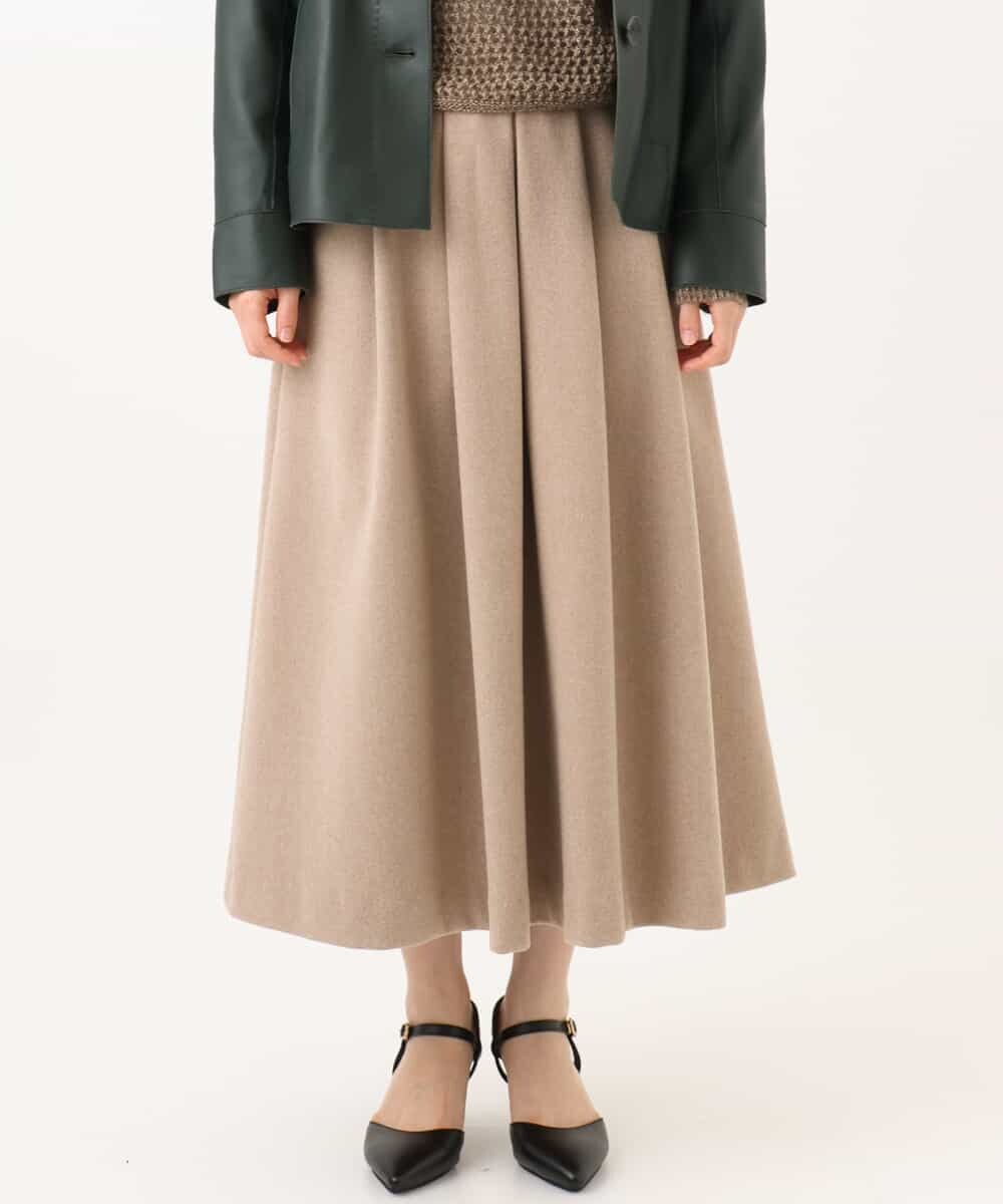 NHHAI86290 GIANNI LO GIUDICE(小さいサイズ)(メゾン ドゥ サンク) [セットアップ対応]タックフレアースカート ベージュ