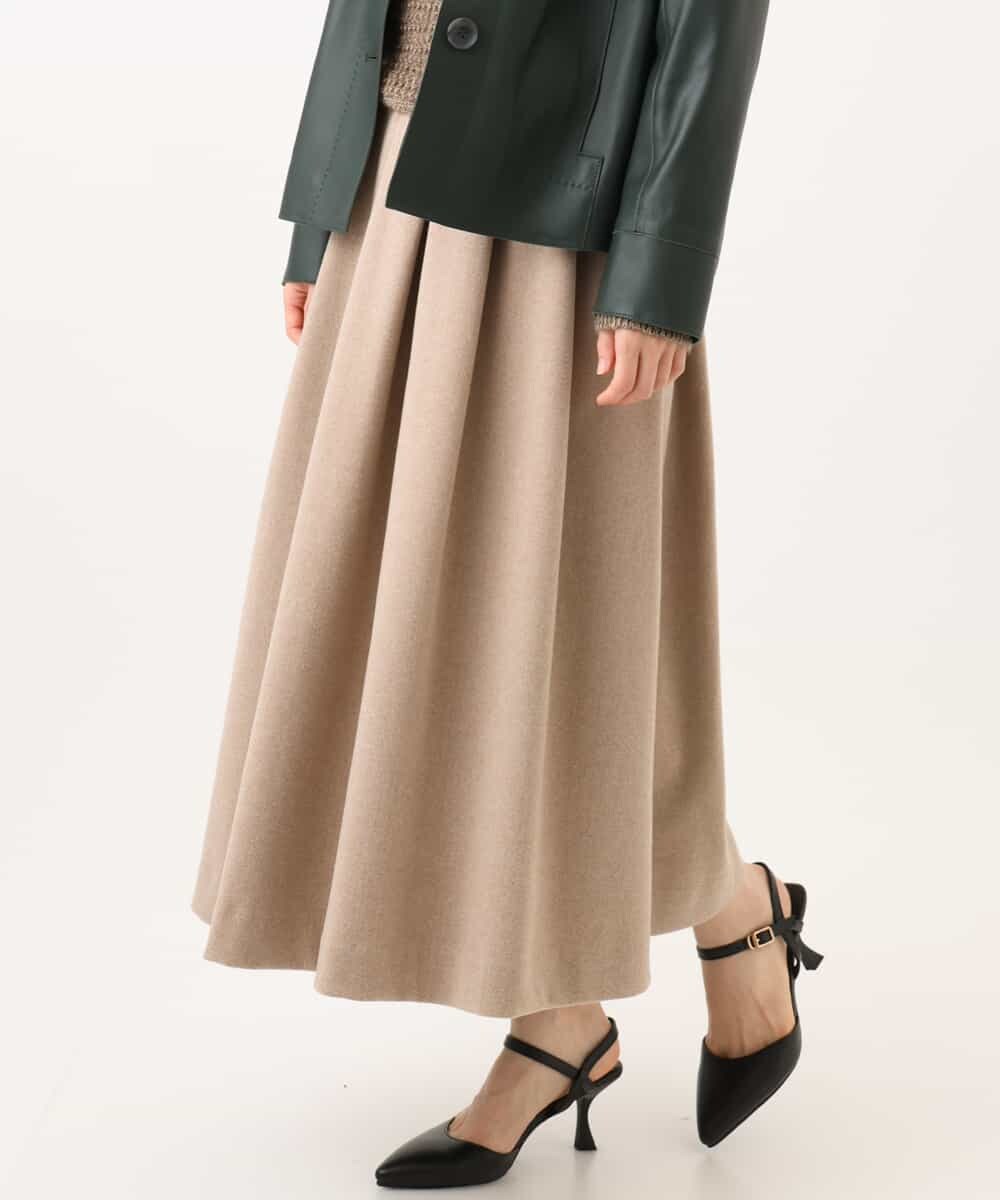 NHHAI86290 GIANNI LO GIUDICE(小さいサイズ)(メゾン ドゥ サンク) [セットアップ対応]タックフレアースカート ベージュ