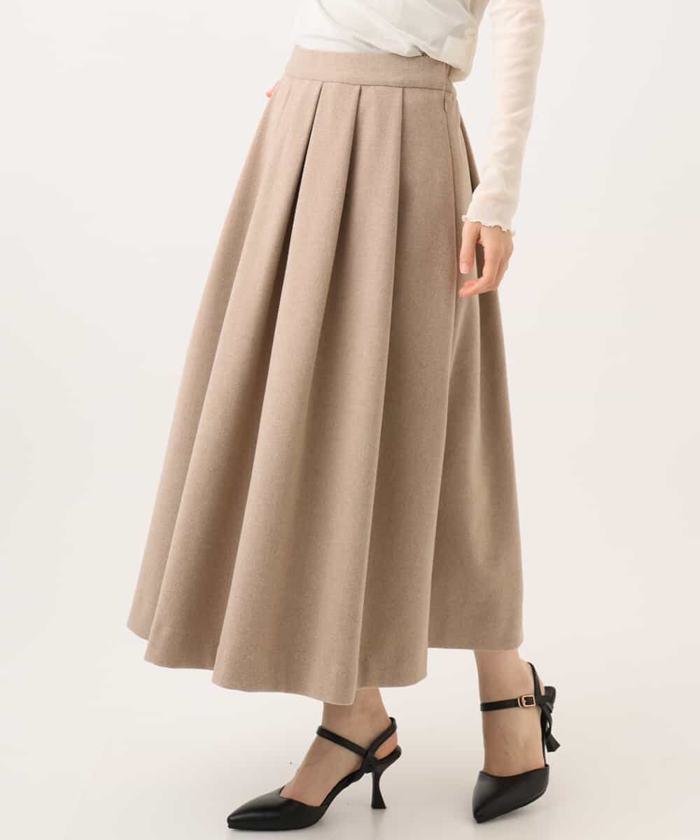 NHHAI86290 GIANNI LO GIUDICE(小さいサイズ)(メゾン ドゥ サンク) [セットアップ対応]タックフレアースカート ベージュ