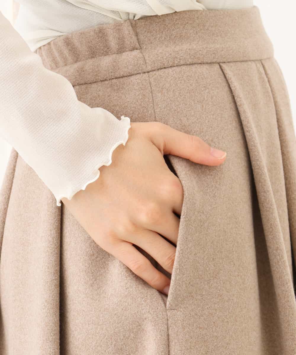 NHHAI86290 GIANNI LO GIUDICE(小さいサイズ)(メゾン ドゥ サンク) [セットアップ対応]タックフレアースカート ベージュ