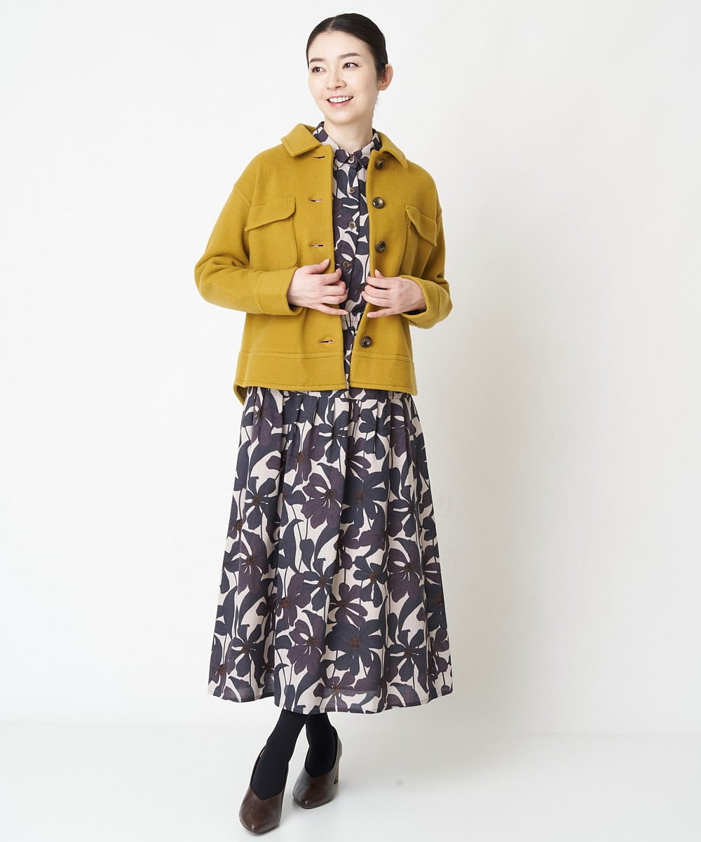 NHHAW12330 GIANNI LO GIUDICE(小さいサイズ)(メゾン ドゥ サンク) ボイルフラワープリントスカート[セットアップ対応] ネイビー系
