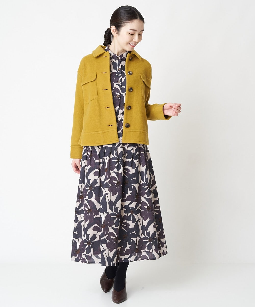 NHHAW12330 GIANNI LO GIUDICE(小さいサイズ)(メゾン ドゥ サンク) ボイルフラワープリントスカート[セットアップ対応] ネイビー系
