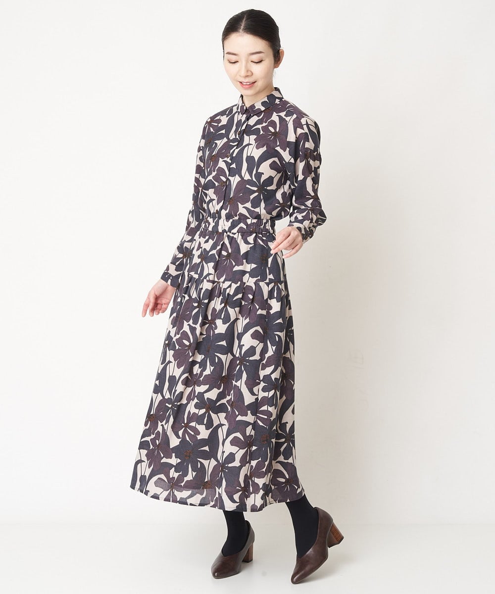 NHHAW12330 GIANNI LO GIUDICE(小さいサイズ)(メゾン ドゥ サンク) ボイルフラワープリントスカート[セットアップ対応] ネイビー系