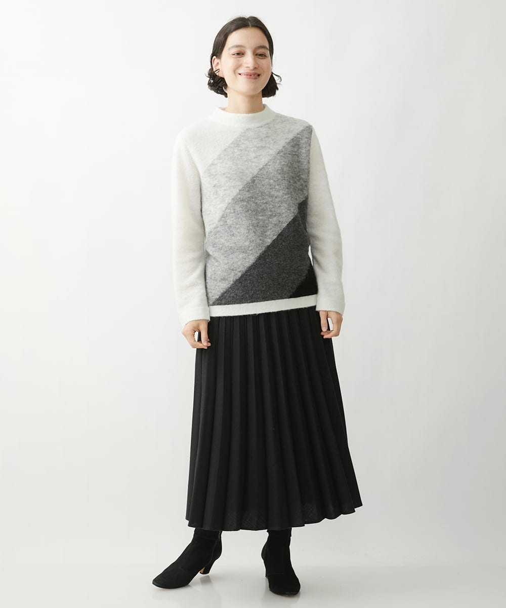 NHHAW30330 GIANNI LO GIUDICE(小さいサイズ)(メゾン ドゥ サンク) [セットアップ対応]ウール混ビエラスカート ブラック