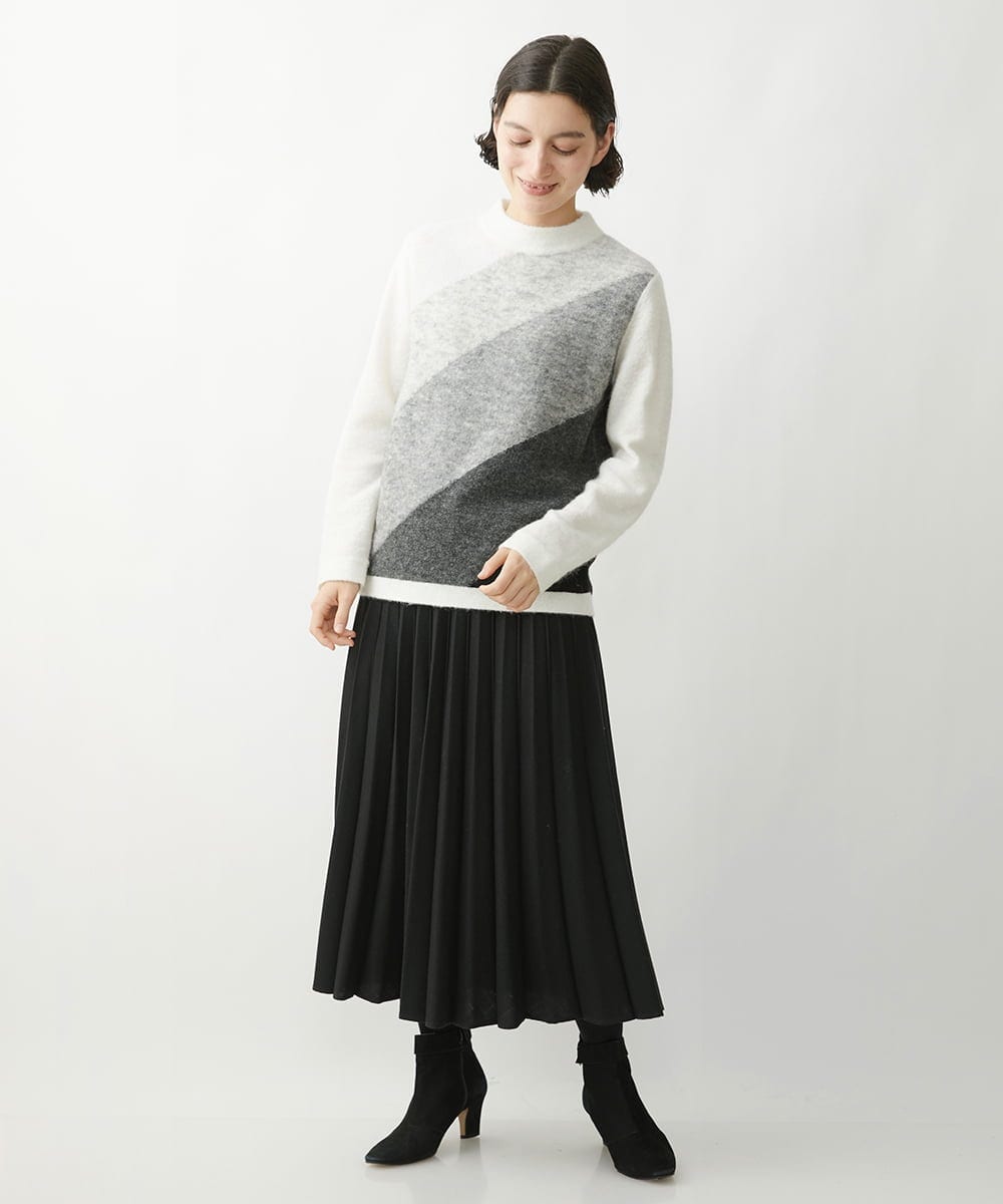 NHHAW30330 GIANNI LO GIUDICE(小さいサイズ)(メゾン ドゥ サンク) [セットアップ対応]ウール混ビエラスカート ブラック