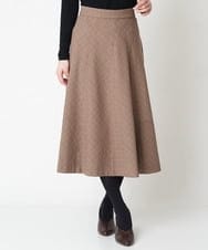 NHHAX84250 GIANNI LO GIUDICE(小さいサイズ)(メゾン ドゥ サンク) [日本製/洗える]カラーグレンチェックフレアースカート ブラウン系