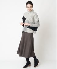 NHHAX84250 GIANNI LO GIUDICE(小さいサイズ)(メゾン ドゥ サンク) [日本製/洗える]カラーグレンチェックフレアースカート ダークグレー系