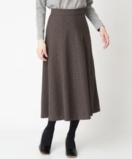 NHHAX84250 GIANNI LO GIUDICE(小さいサイズ)(メゾン ドゥ サンク) [日本製/洗える]カラーグレンチェックフレアースカート ダークグレー系